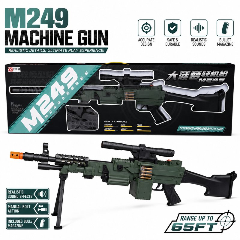 1780015120692-1-M249______________________.jpg M249 Submachine Gel Blaster Toy Gun - Boys Outdoor Shooting Entertainment - Image 1
