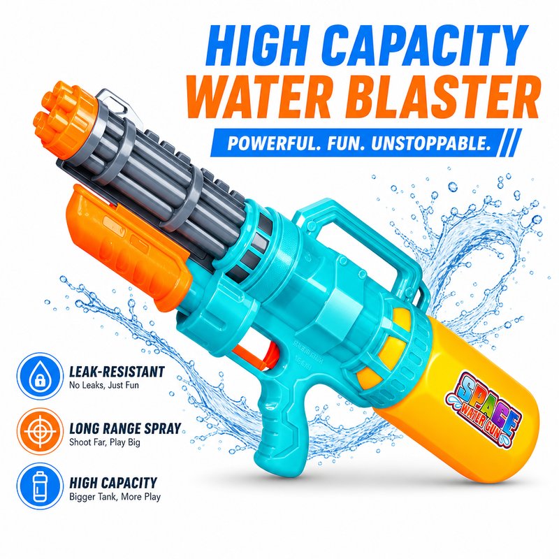 1780015120708-1-______________________________.jpg Large Gatling Water Gun with Goggles - High Pressure Large Capacity Boys Water Battle Toy - Image 1