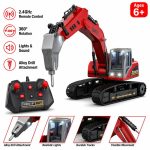 Extra Large 18-Channel Alloy RC Excavator - Rechargeable Simulation Construction Vehicle with Smoke