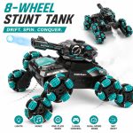 Large Gesture Sensing 8-Wheel RC Tank - Off-Road Stunt Vehicle with Gel Blaster